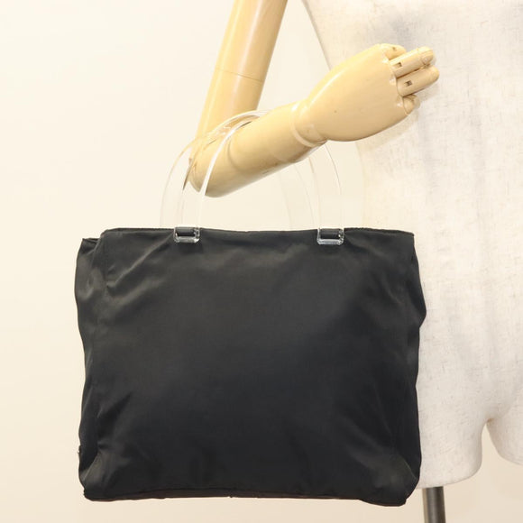 PRADA Hand Bag Nylon Black Clear Auth am8816