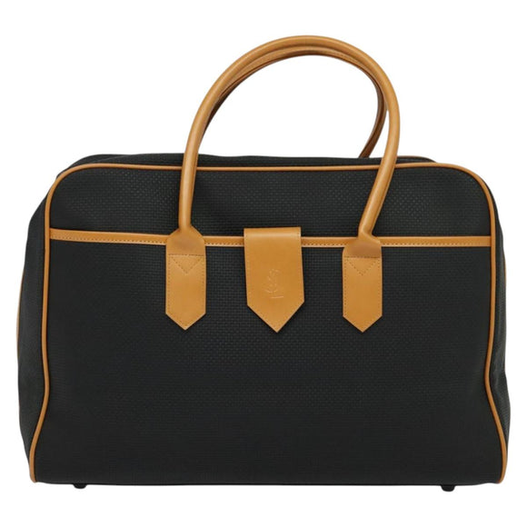 SAINT LAURENT Boston Bag PVC Leather Black Auth am8817