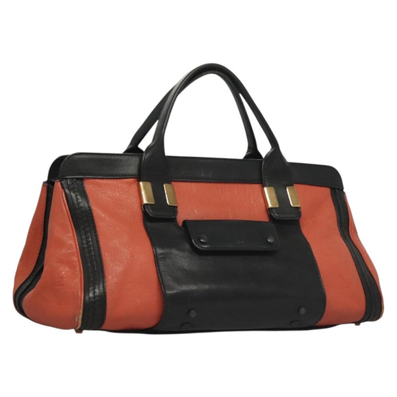 Chloe Alice Hand Bag Leather 2way Orange Gold Auth am8820