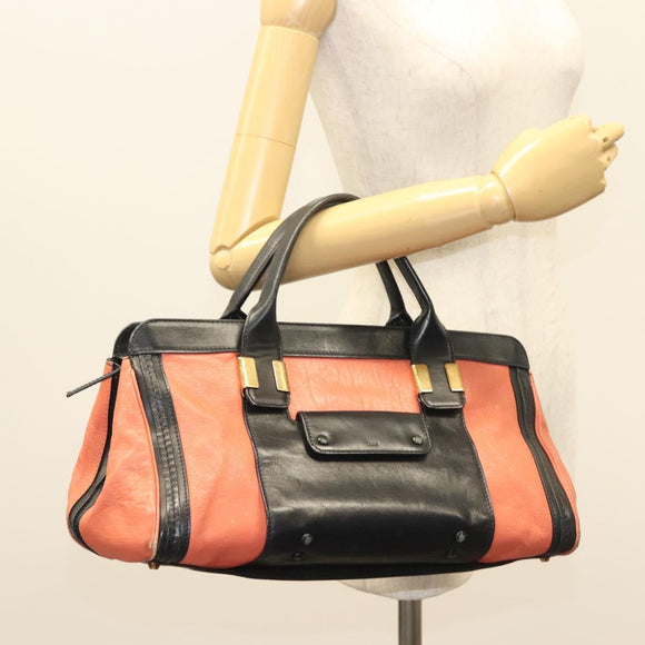 Chloe Alice Hand Bag Leather 2way Orange Gold Auth am8820