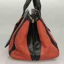 Chloe Alice Hand Bag Leather 2way Orange Gold Auth am8820-4