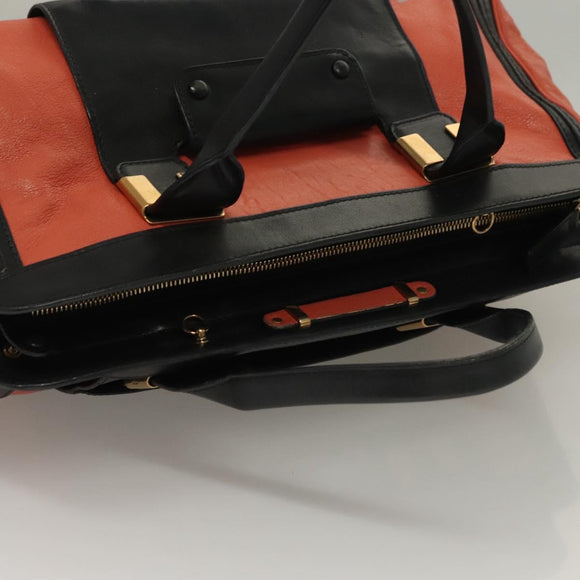 Chloe Alice Hand Bag Leather 2way Orange Gold Auth am8820