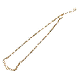 Christian Dior Stone Necklace Metal Gold Auth am8829 - 0