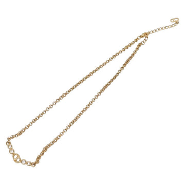 Christian Dior Stone Necklace Metal Gold Auth am8829 - 0