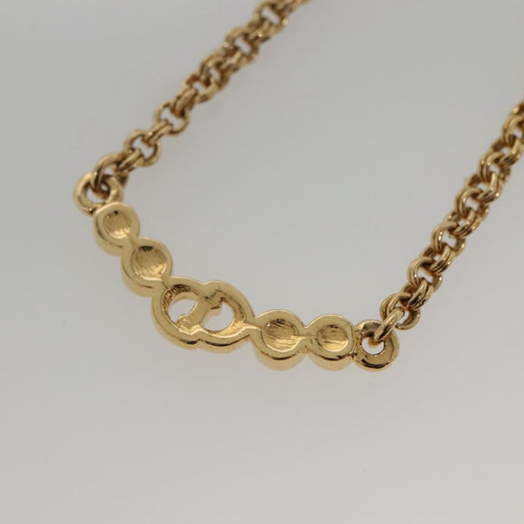 Christian Dior Stone Necklace Metal Gold Auth am8829