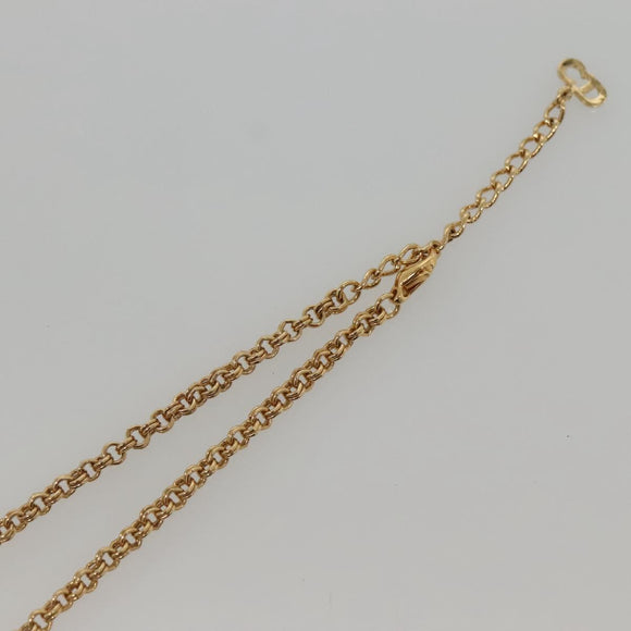Christian Dior Stone Necklace Metal Gold Auth am8829