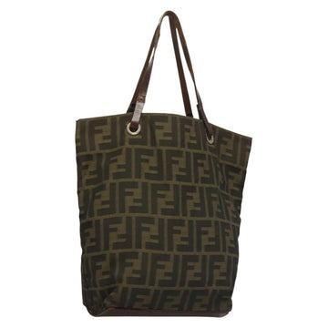 FENDI Zucca Canvas Hand Bag Black Brown Auth am8836