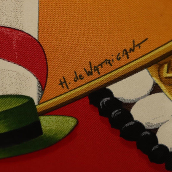 HERMES Carre 90 Scarf ""PLAZA DE TOROS"" Silk Orange Auth am8844