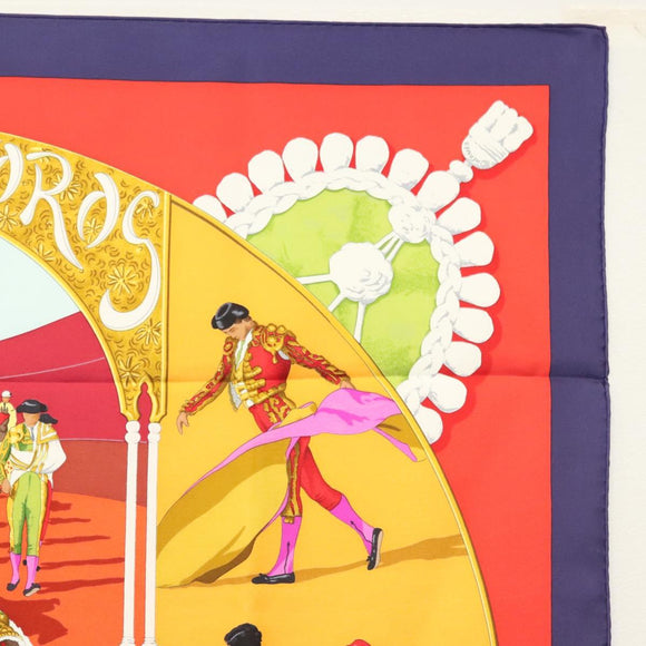 HERMES Carre 90 Scarf ""PLAZA DE TOROS"" Silk Orange Auth am8844