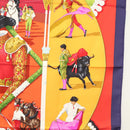 HERMES Carre 90 Scarf ""PLAZA DE TOROS"" Silk Orange Auth am8844-7