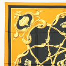 HERMES Carre 90 Scarf Crown Silk Yellow Auth am8845-2