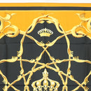 HERMES Carre 90 Scarf Crown Silk Yellow Auth am8845-3
