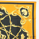 HERMES Carre 90 Scarf Crown Silk Yellow Auth am8845-4
