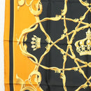 HERMES Carre 90 Scarf Crown Silk Yellow Auth am8845-5
