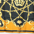 HERMES Carre 90 Scarf Crown Silk Yellow Auth am8845-9