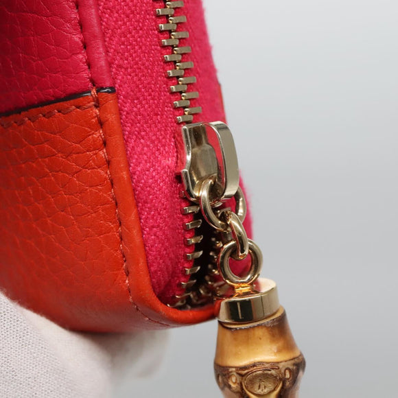 GUCCI Bamboo Long Wallet Leather Pink Gold 307984 Auth am8849