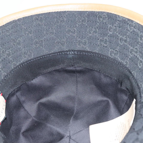 GUCCI GG Canvas Sherry Line Web Bucket Hat Hat Black 722377 Auth am8853V
