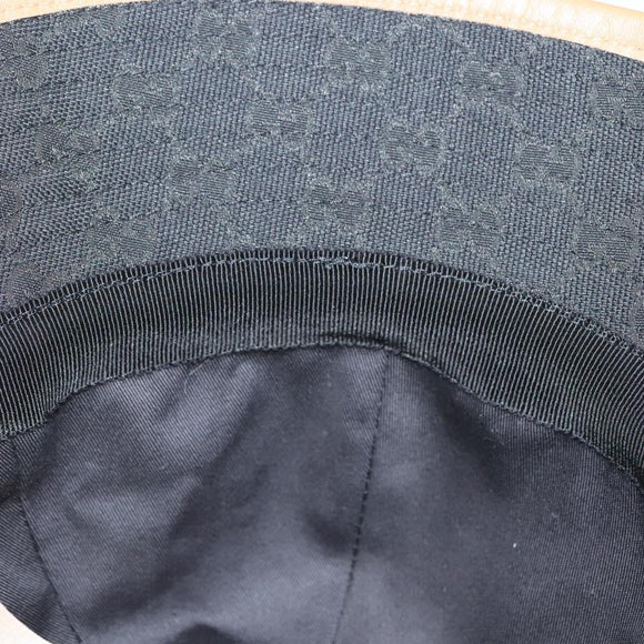 GUCCI GG Canvas Sherry Line Web Bucket Hat Hat Black 722377 Auth am8853V