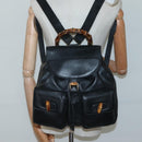 GUCCI Bamboo Backpack Leather Black Gold 008 2058 0016 Auth am8855-26