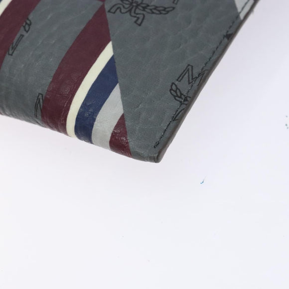 MCM Logogram Vicetos Clutch Bag PVC Leather Gray Gold Auth am8856