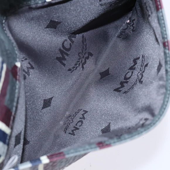 MCM Logogram Vicetos Clutch Bag PVC Leather Gray Gold Auth am8856