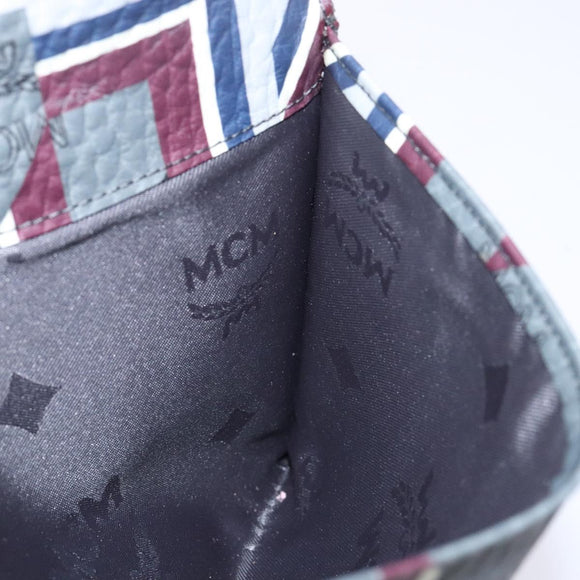 MCM Logogram Vicetos Clutch Bag PVC Leather Gray Gold Auth am8856