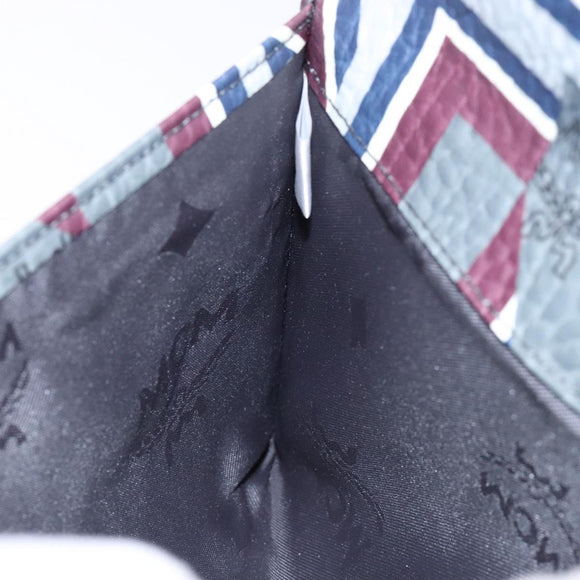 MCM Logogram Vicetos Clutch Bag PVC Leather Gray Gold Auth am8856