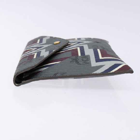 MCM Logogram Vicetos Clutch Bag PVC Leather Gray Gold Auth am8856