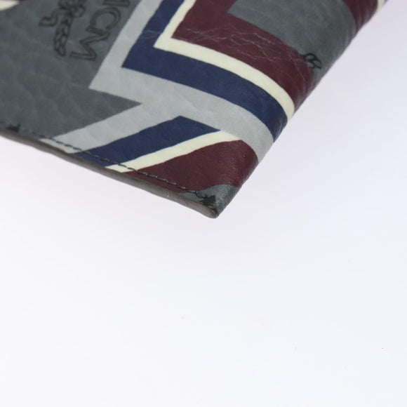 MCM Logogram Vicetos Clutch Bag PVC Leather Gray Gold Auth am8856