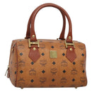 MCM Logogram Vicetos Boston Bag PVC Leather Brown Gold Auth am8857-1