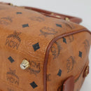 MCM Logogram Vicetos Boston Bag PVC Leather Brown Gold Auth am8857-10