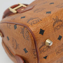 MCM Logogram Vicetos Boston Bag PVC Leather Brown Gold Auth am8857-13