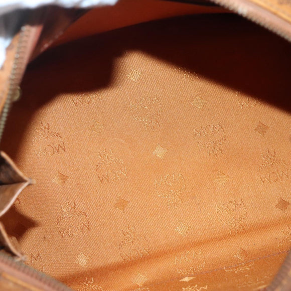 MCM Logogram Vicetos Boston Bag PVC Leather Brown Gold Auth am8857