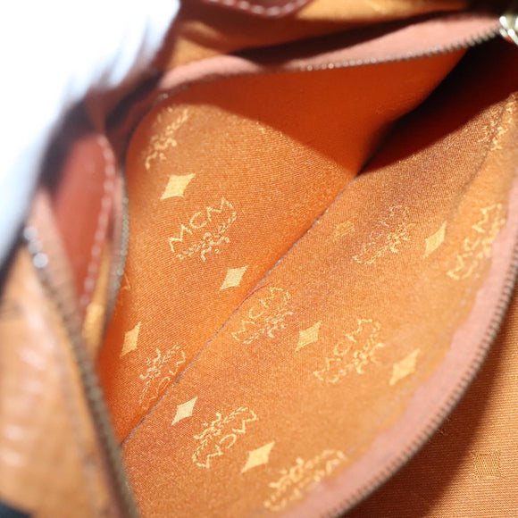 MCM Logogram Vicetos Boston Bag PVC Leather Brown Gold Auth am8857