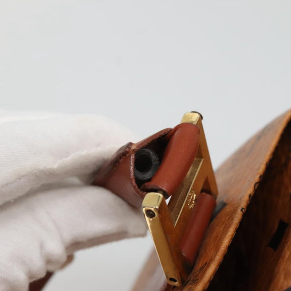 MCM Logogram Vicetos Boston Bag PVC Leather Brown Gold Auth am8857