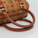 MCM Logogram Vicetos Boston Bag PVC Leather Brown Gold Auth am8857-7