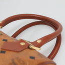 MCM Logogram Vicetos Boston Bag PVC Leather Brown Gold Auth am8857-8