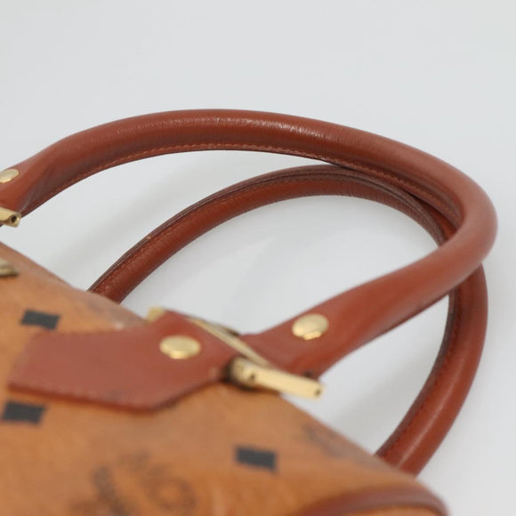 MCM Logogram Vicetos Boston Bag PVC Leather Brown Gold Auth am8857