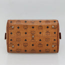 MCM Logogram Vicetos Boston Bag PVC Leather Brown Gold Auth am8857-9