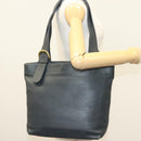 Coach Tote Bag Leather Navy Gold Auth am8870-19