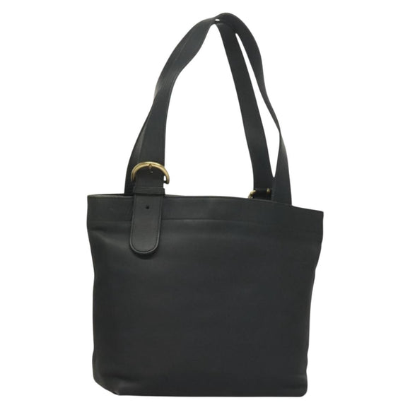 Coach Tote Bag Leather Navy Gold Auth am8870