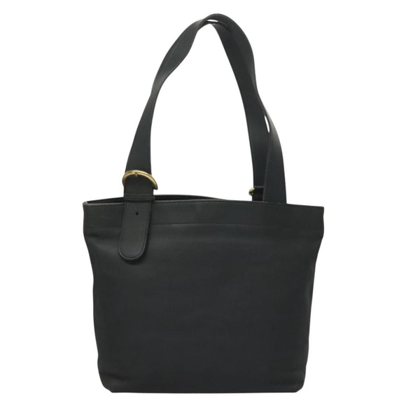 Coach Tote Bag Leather Navy Gold Auth am8870