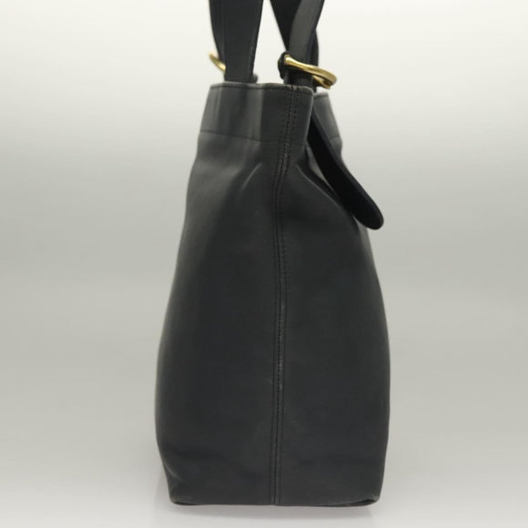 Coach Tote Bag Leather Navy Gold Auth am8870