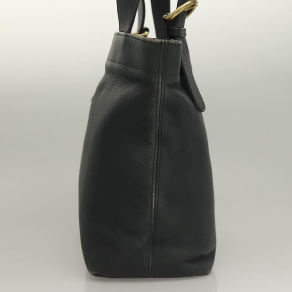 Coach Tote Bag Leather Navy Gold Auth am8870