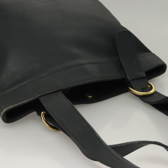 Coach Tote Bag Leather Navy Gold Auth am8870