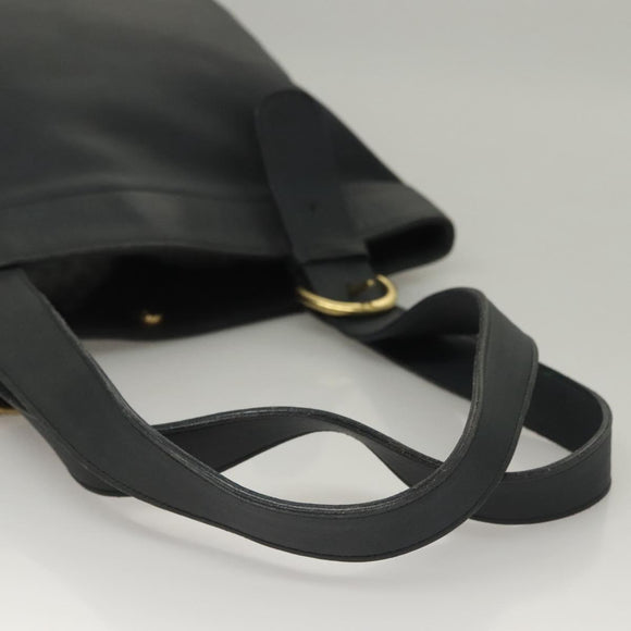 Coach Tote Bag Leather Navy Gold Auth am8870