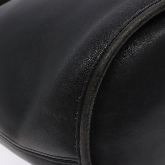 Coach Shoulder Bag Leather Black Gold Auth am8871