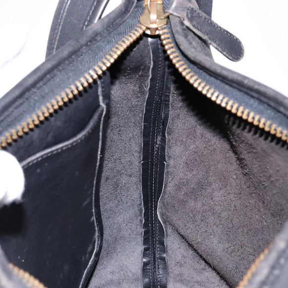 Coach Shoulder Bag Leather Black Gold Auth am8871