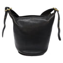 Coach Shoulder Bag Leather Black Gold Auth am8871-2