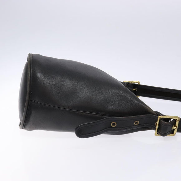 Coach Shoulder Bag Leather Black Gold Auth am8871